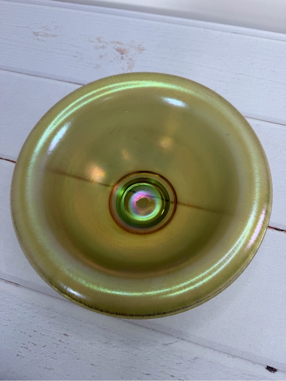 Antique c. 1920s H. Northwood & Co. No. 659 "Russet" Stretch Glass Console Bowl - Picture 5 of 14